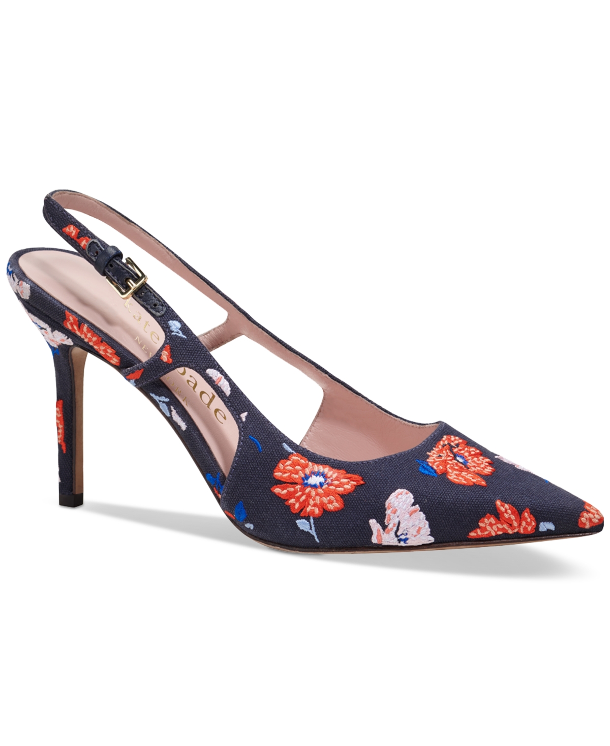 Valerie Pointed-Toe Slingback Pumps - Captain Navy Dotty Floral