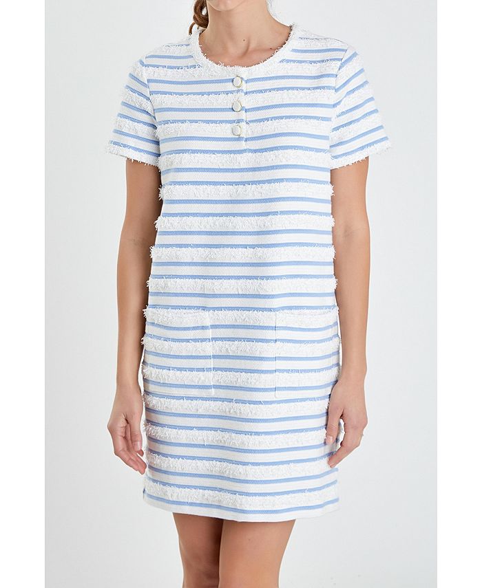 English factory a line striped dress sale