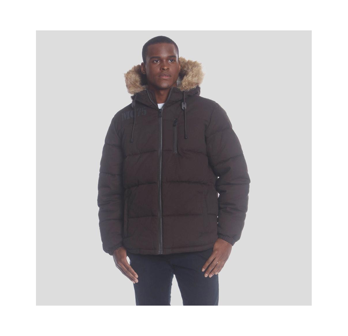 Men's Cotton Puffer Jacket - Dark brown