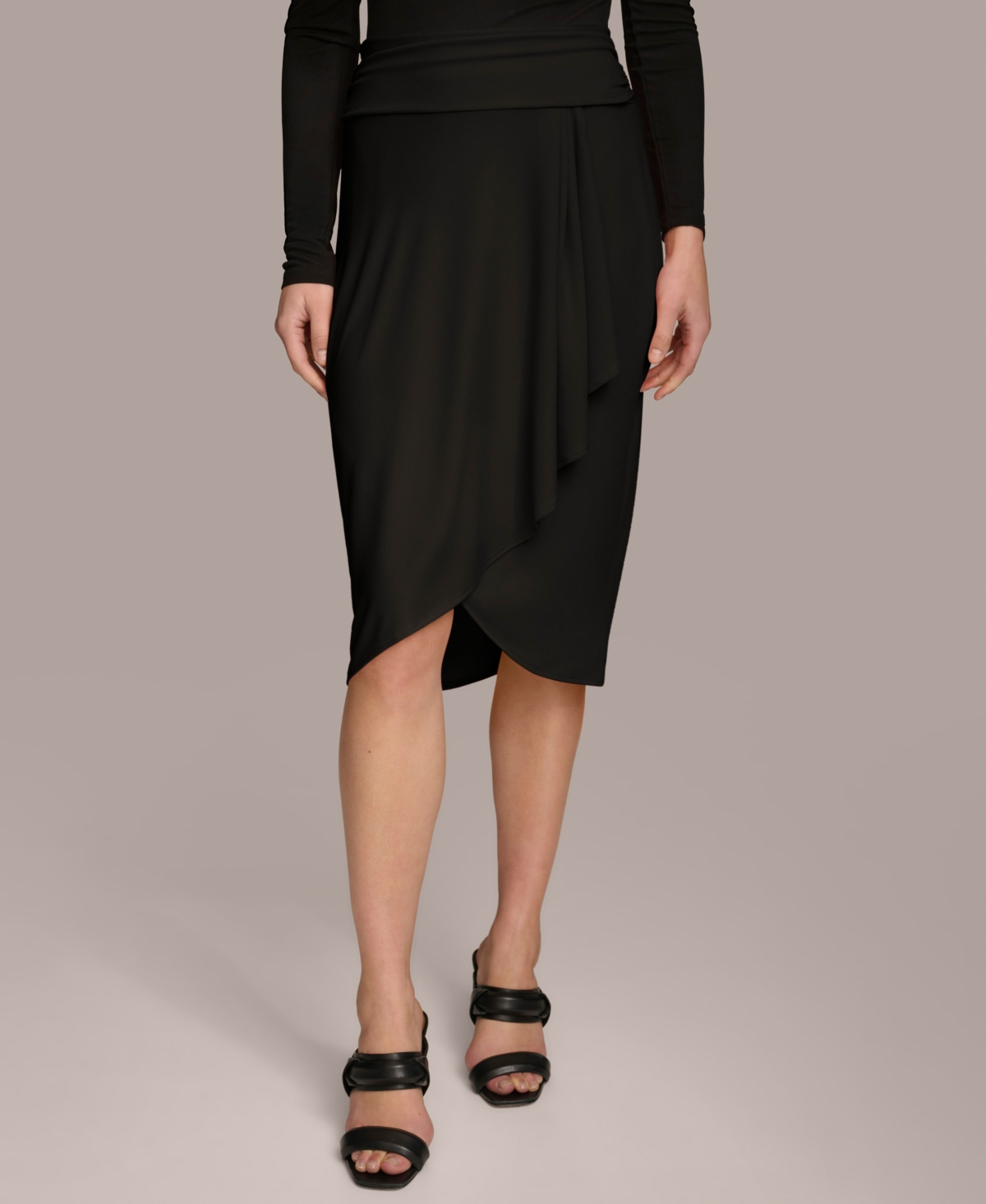 Donna Karan Women's Faux Wrap Skirt In Black