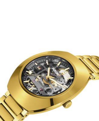Unisex Swiss Automatic DiaStar Original Skeleton Gold PVD Stainless Steel Bracelet Watch 38mm