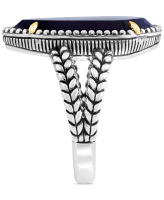 EFFY&reg; Onyx Elongated Teardrop Statement Ring in Sterling Silver & 18k Gold