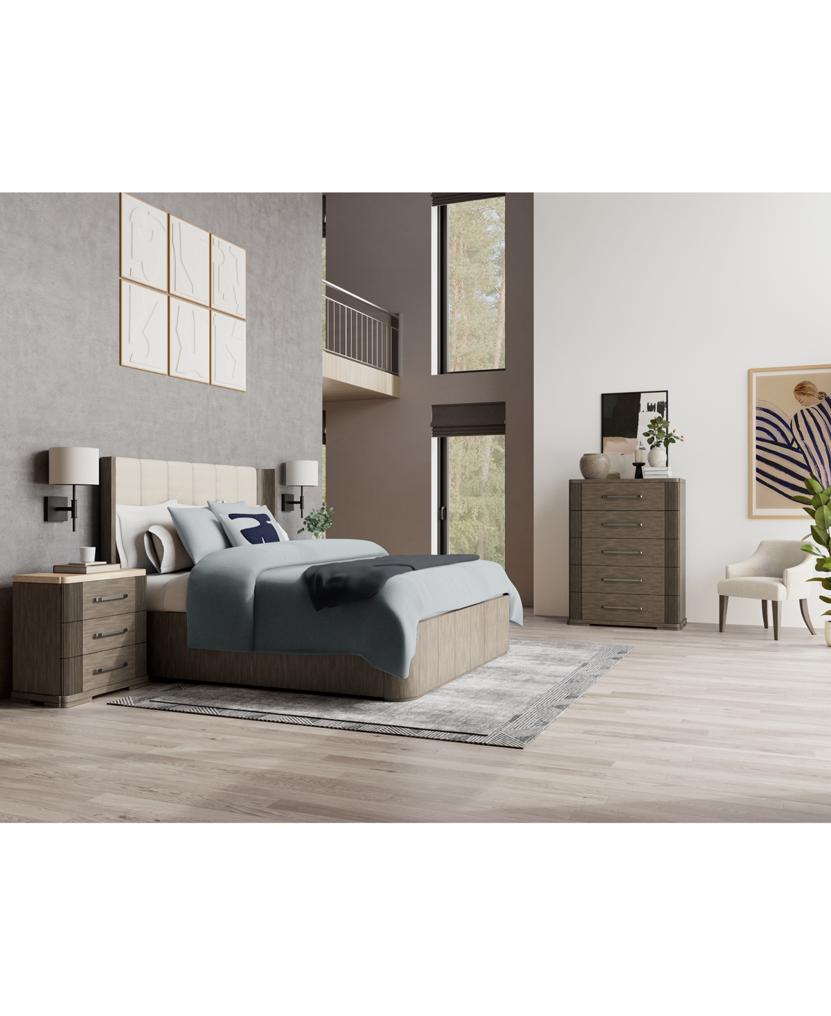 Macy's Frandlyn 3pc Bedroom Set (king Bed + Chest + Stone Top Nightstand) In No Color