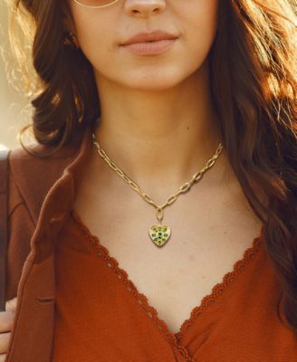 Tsavorite Cluster Sunray Heart 18" Pendant Necklace (1-3/4 ct. t.w.) in 10k Gold