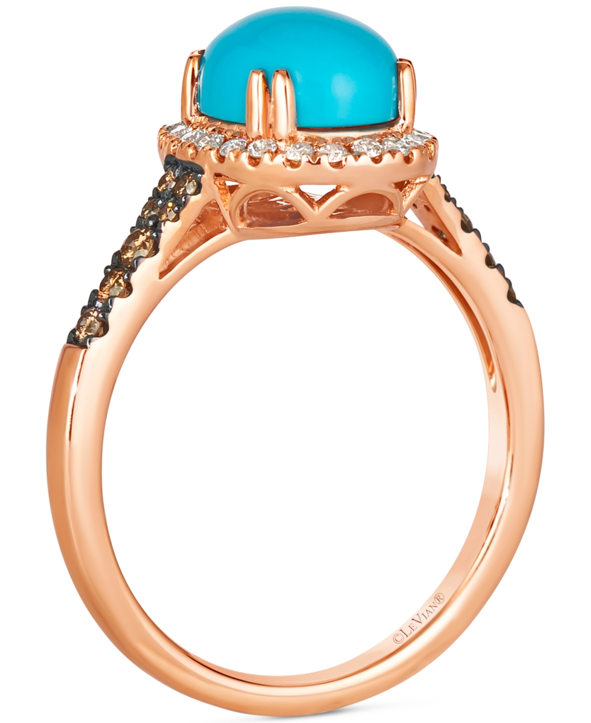 Shop Le Vian Robins Egg Blue Turquoise (2 Ct. T.w.) & Diamond (1/3 Ct. T.w.) Halo Ring In 14k Rose Gold In K Rg