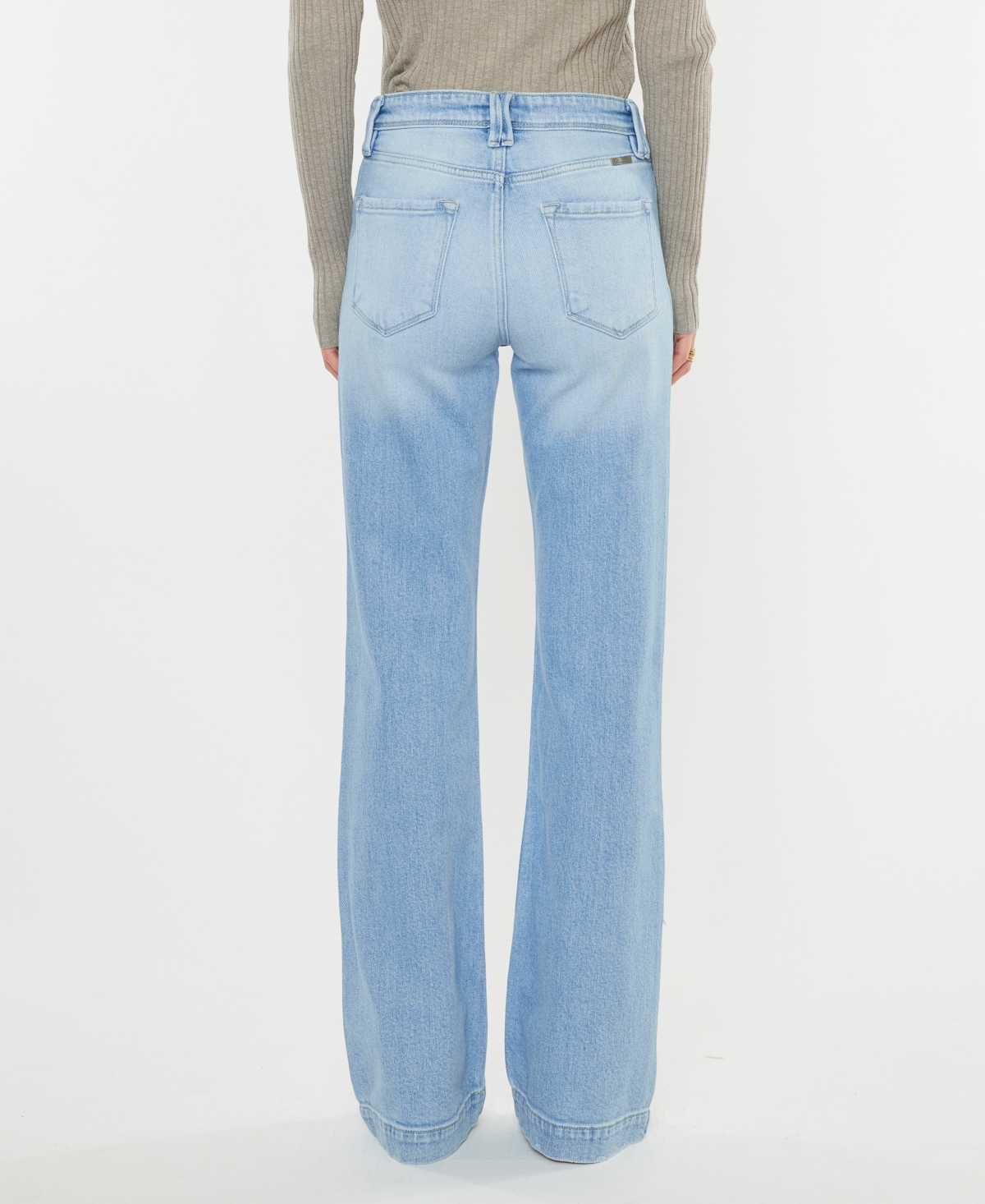 Shop Kancan Women's High Rise Wide Flare Jeans In Light Denim