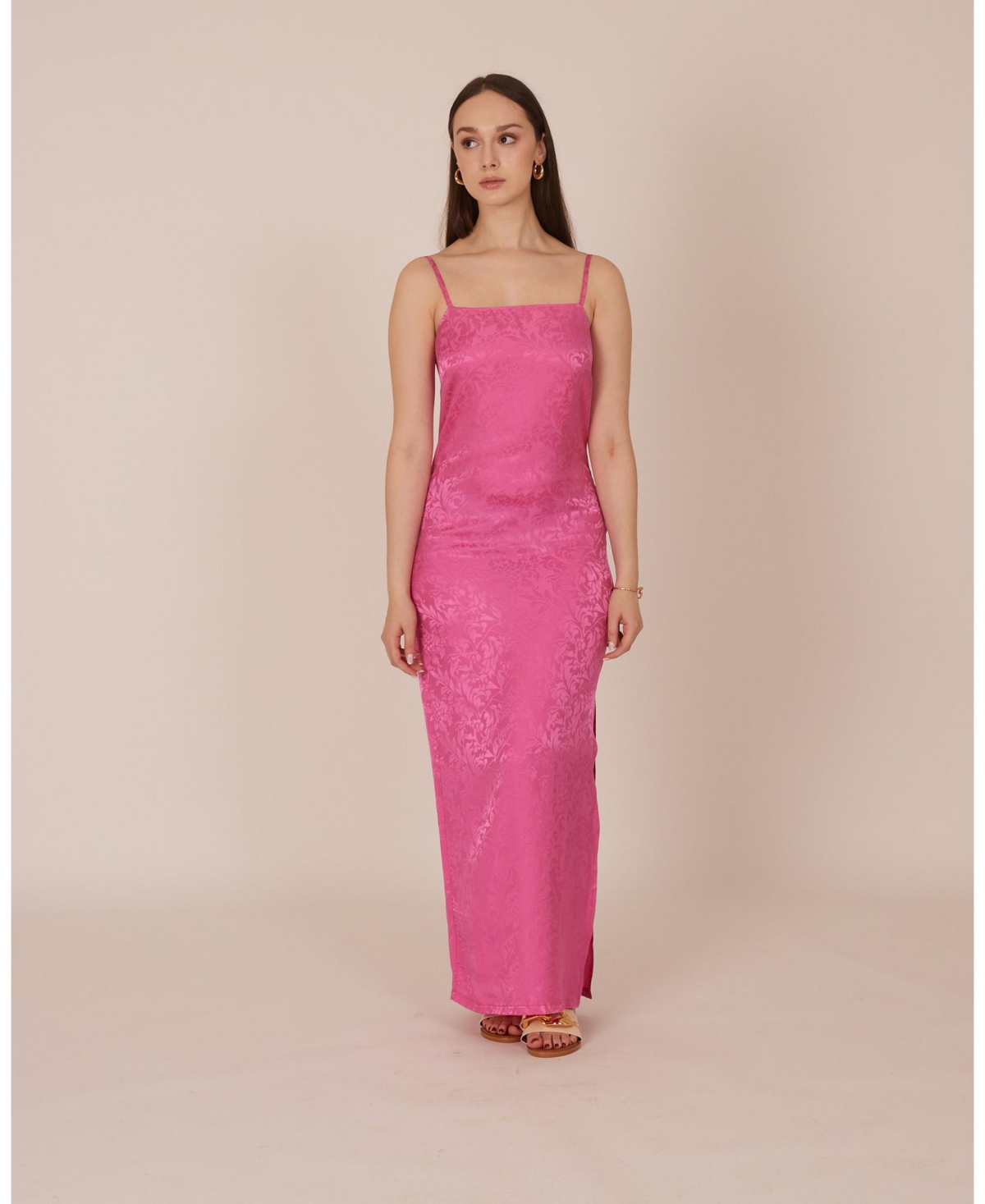 Floral Slip Dress - Hot pink