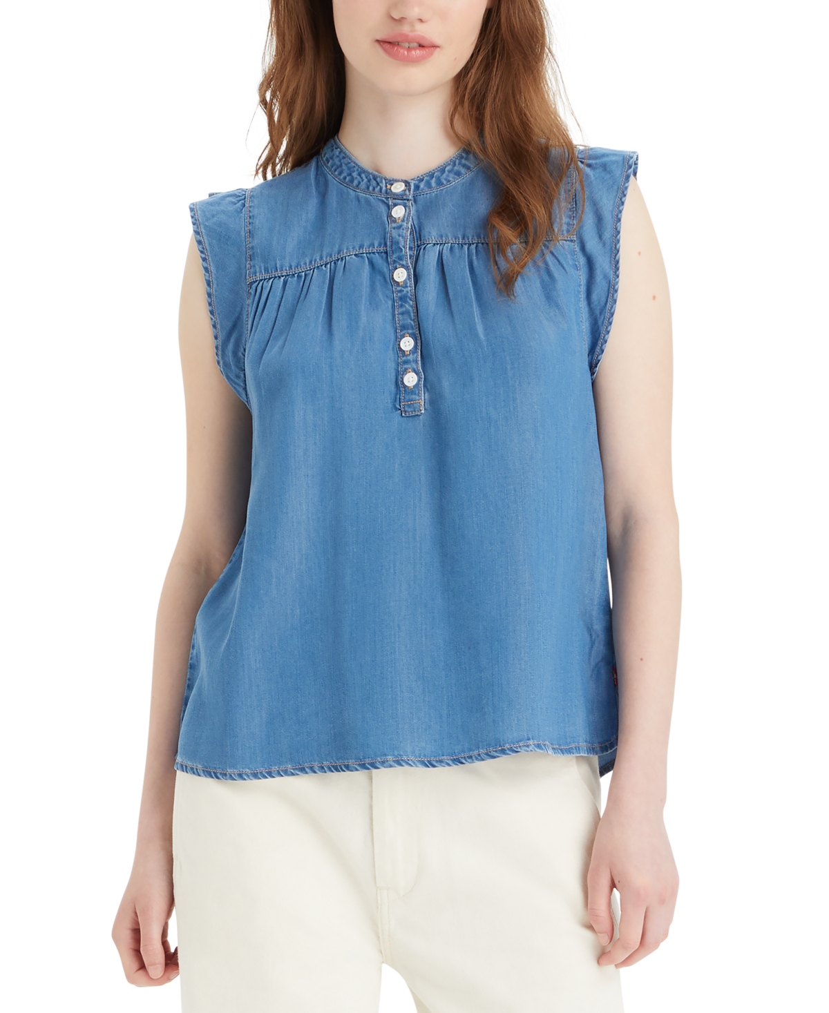 Women's Jace Sleeveless Partial-Button-Front Blouse - Vacation M