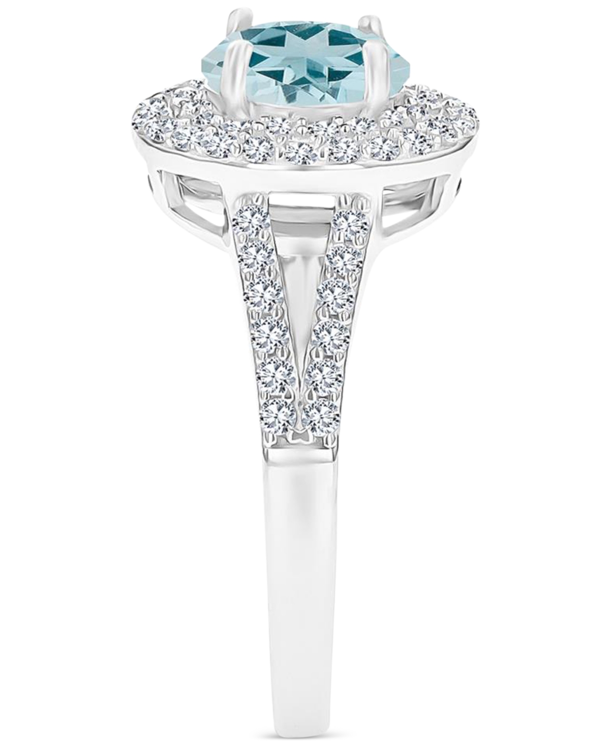 Amethyst (1-1/5 ct. t.w.) & Lab-Grown White Sapphire (5/8 ct. t.w.) Halo Birthstone Ring in Sterling Silver (Also in Additional Birthstones) - Aquamar