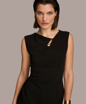 【Donna Karan New York】Hardware-Trim Asymmetric Dress Donna Karan New York Women's Hardware-Trim Asymmetric Dress