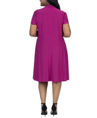 Plus Size Short Sleeve Rouched Wrap Dress