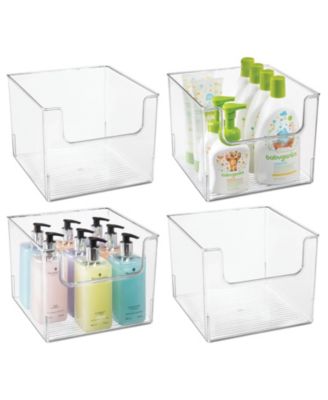 mDesign Plastic Bathroom Storage Organizer Bin with Open Front - 4 Pack ...