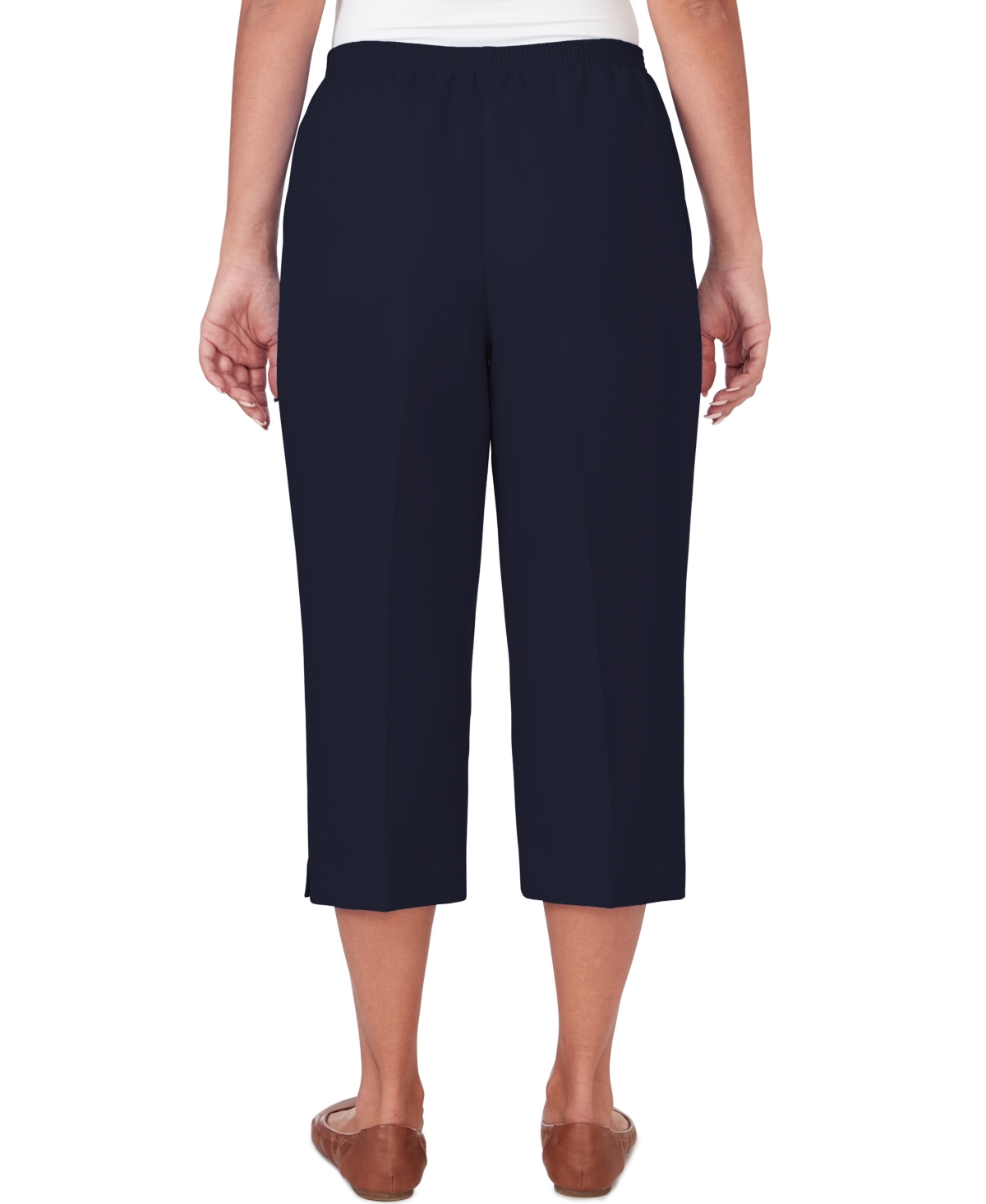 Alfred Dunner Women's Classic Stretch Waist Accord Capri Pants with Button Hem