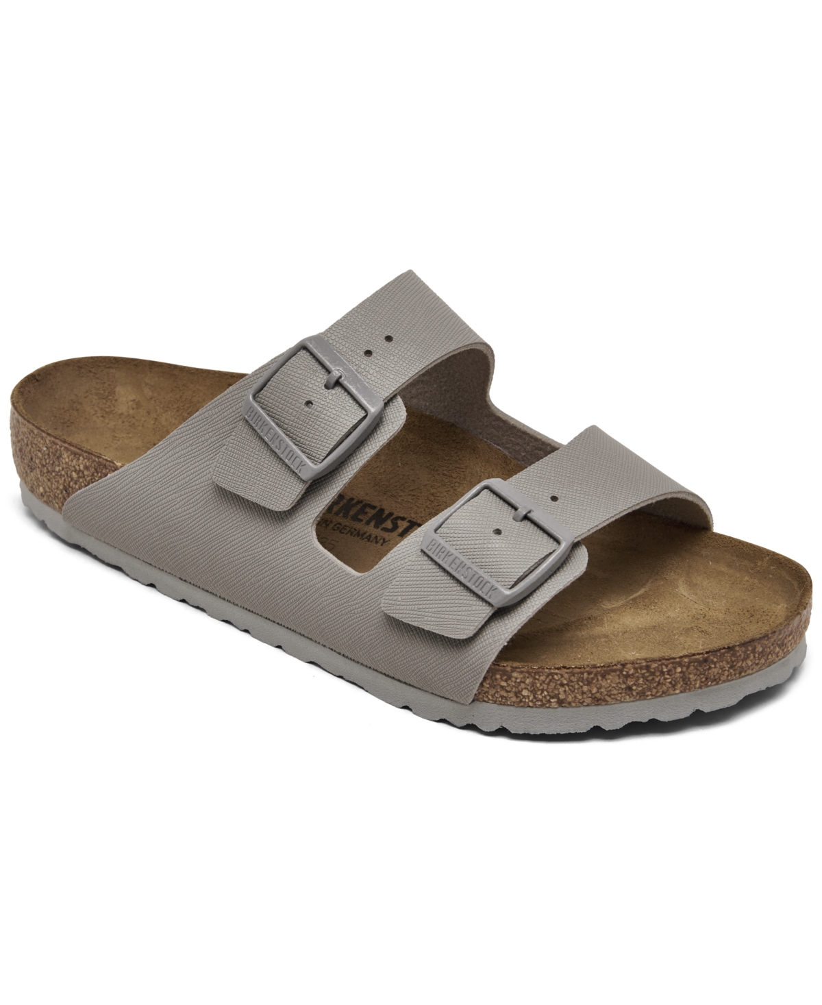 Men's Arizona Birko-Flor Saffiano Adjustable Slide Sandals from Finish Line - Stone Coin
