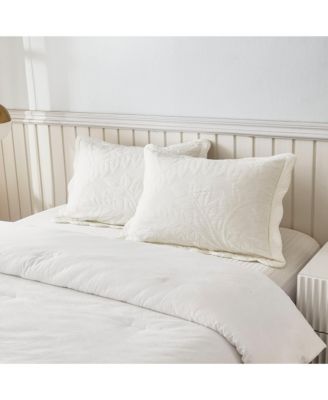 100% Cotton Embroidered Quilted Pillow Shams - King