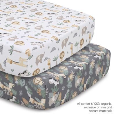 Safari Serenity Cotton Crib Bedding Set for Baby Boys and Baby Girls, 4 Pieces