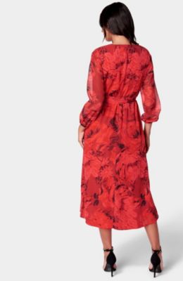 Women's Print Wrap Midi Dress