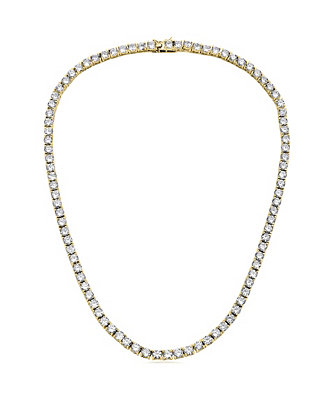 Genevive Sterling Silver Clear Cubic Zirconia 4MM Tennis Necklace - Macy's
