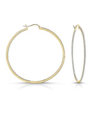 Dazzling Colored Cubic Zirconia Slim Large Hoop Earrings