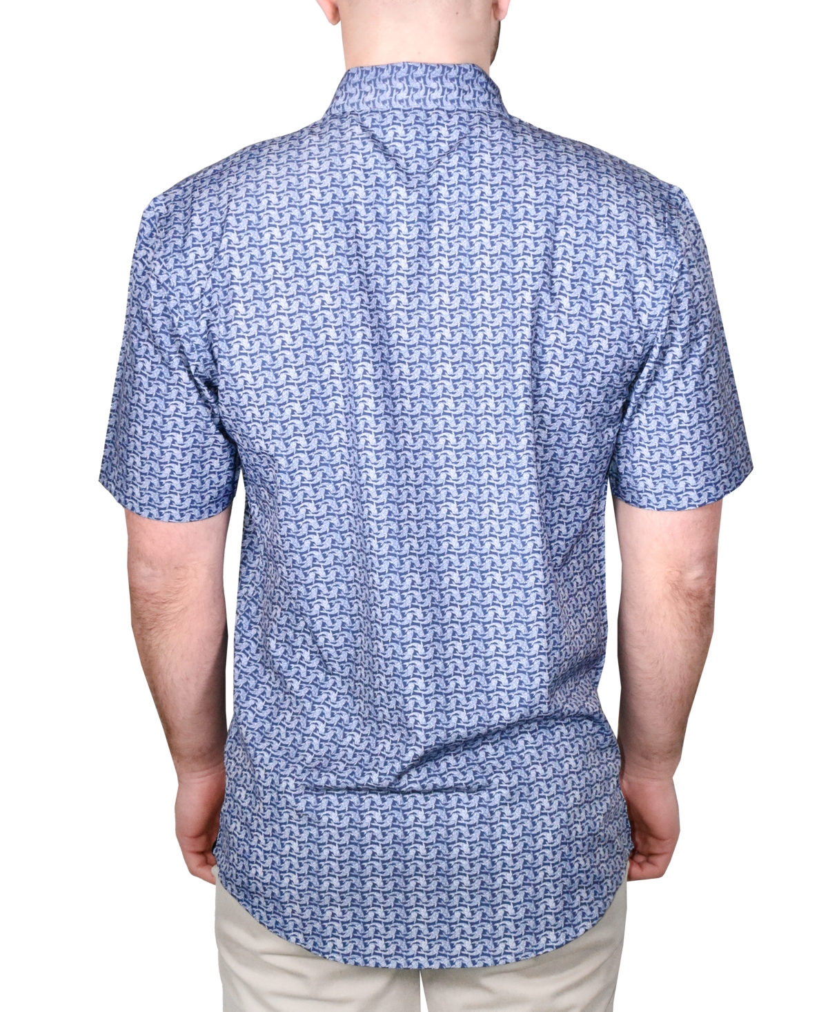 Shop Vintage 1946 Men's Printed Short-sleeve Woven Shirt In Blue