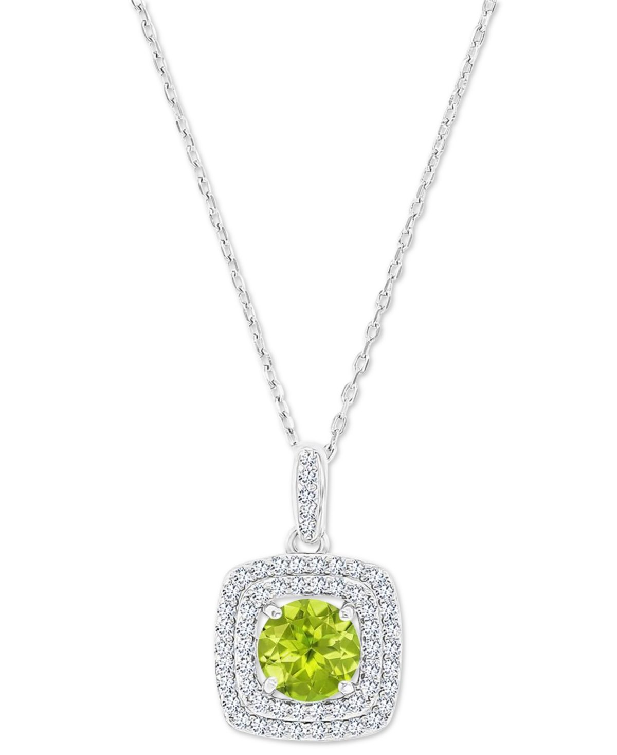 Amethyst (1-1/5 ct. t.w.) & Lab-Grown White Sapphire (1/3 ct. t.w.) Square Halo Birthstone Pendant Necklace in Sterling Silver, 16