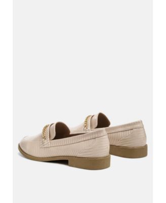 vouse low block loafers adorned with golden chain