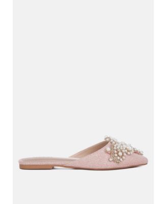 ASTRE Pearl Embellished Shimmer Mules