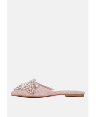 ASTRE Pearl Embellished Shimmer Mules