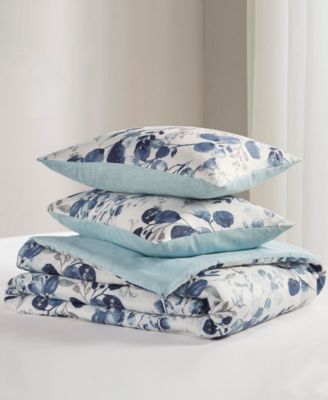 Gabby Reversible Floral Botanical Seersucker 3-Pc. Comforter Set, Full/Queen