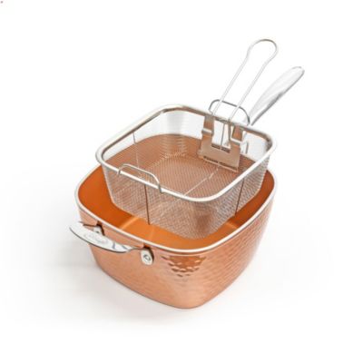 Hammered Copper 4-Piece Ti-Cerama Nonstick Deep Square Pan Set