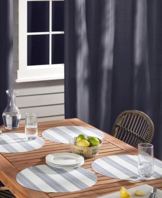 Basics Cabana Stripe Indoor/Outdoor Placemats 4-Pack Set, Reversible, 15" Round