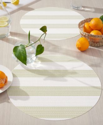 Basics Cabana Stripe Indoor/Outdoor Placemats 4-Pack Set, Reversible, 15" Round