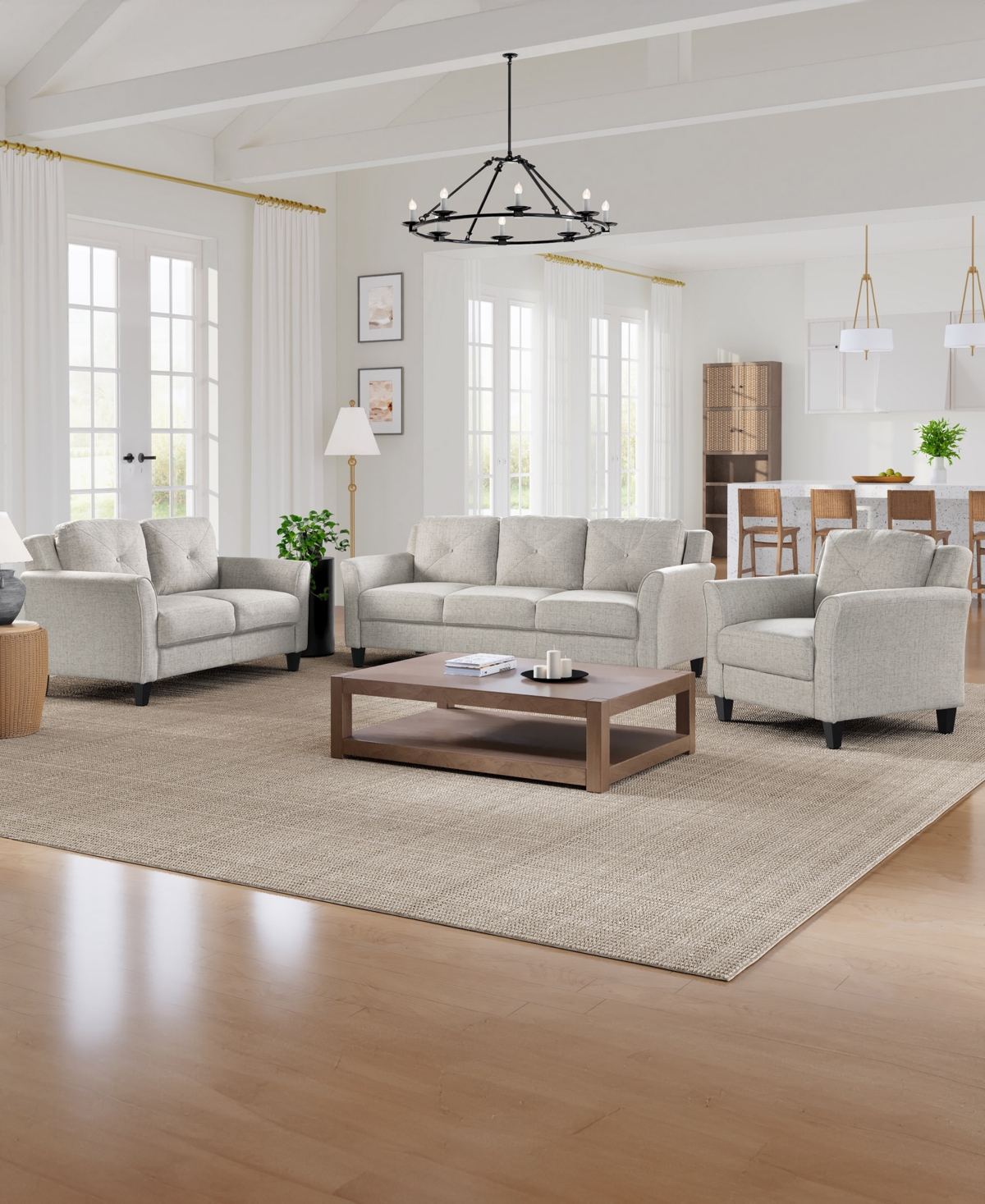 Shop Lifestyle Solutions 56.3" Polyester Harvard Loveseat With Curved Arms In Beige