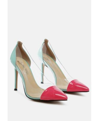 Womens Candace Clear Patent Faux Leather Detail Pumps
