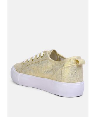 Womens Glam Doll Knitted Sliver Platform Sneakers