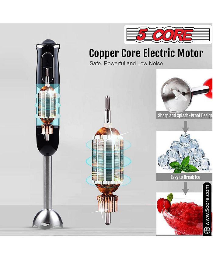 5 Core Immersion Blender Handheld 500W Copper Motor Emulsifier Blender