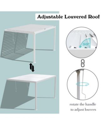 153.9''x114.5''x92.5''. D Outdoor Louvered Pergola Adjustable Louvered Sloping Roof Wall-Mounted Pergola