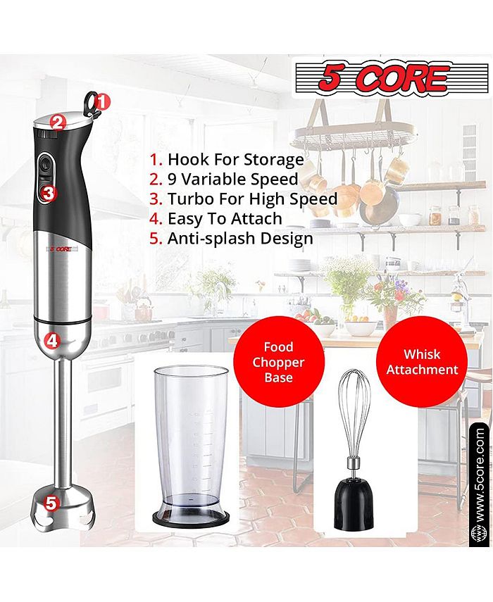 5 Core Immersion Blender Handheld 400W Copper Motor w 800ml Mixing
