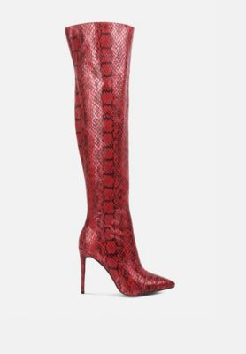 Women's Catalina Snake Print Stiletto Knee Boots