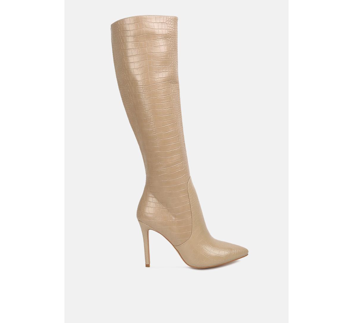 London Rag Indulgent High Heel Croc Calf Boots
