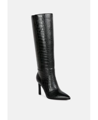 fewocious croc high heel calf boots