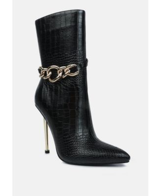 nicole croc patterned high heeled  boots