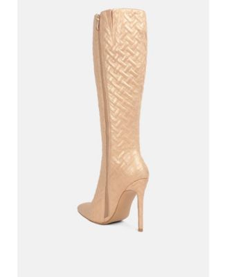 Tinkles Embossed High Heeled Calf Boots