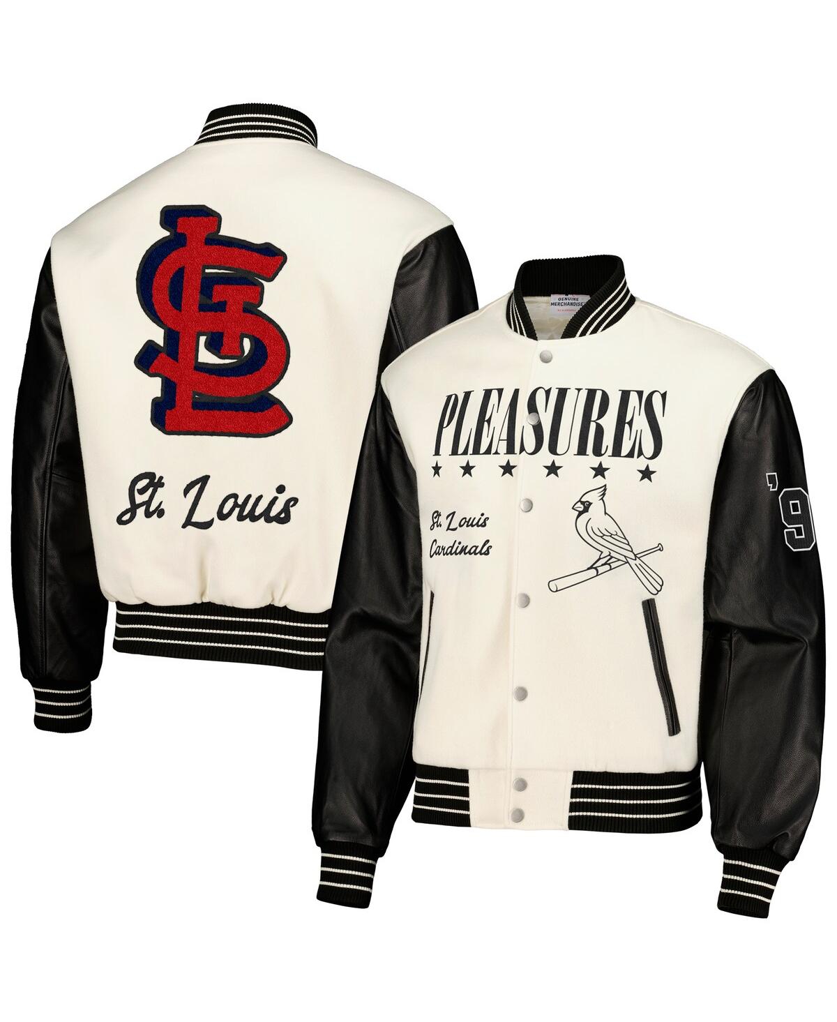 Men's Pleasures White St. Louis Cardinals Full-Snap Varsity Jacket - White