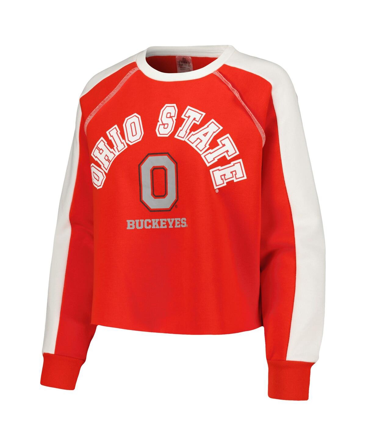 Shop Gameday Couture Women's  Scarlet Ohio State Buckeyes Blindside Raglan Cropped Pullover Sweatshirt