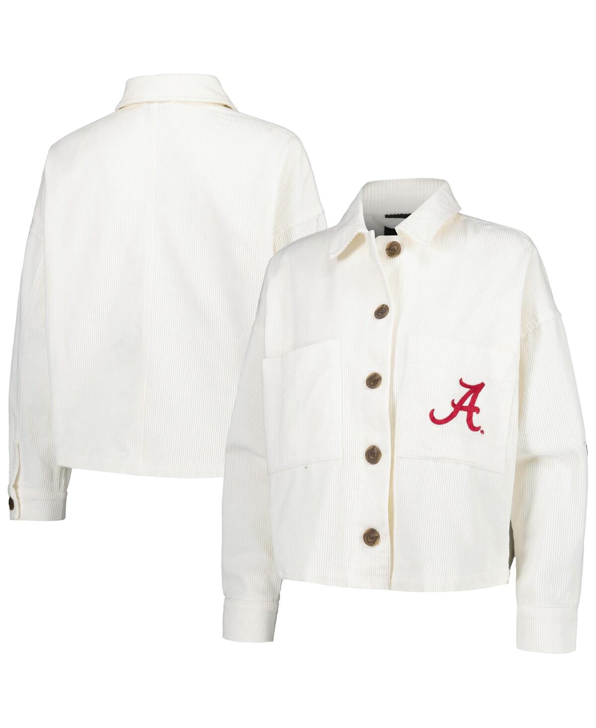 Shop Hype And Vice Women's  White Alabama Crimson Tide Corduroy Button-up Jacket