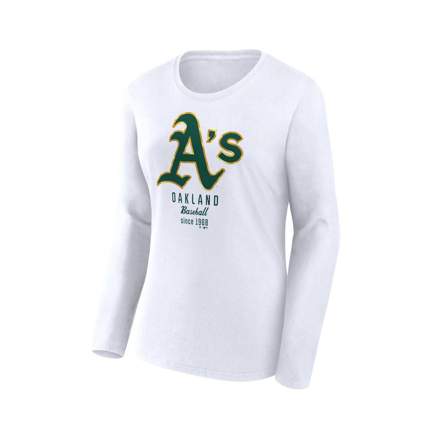 Женская футболка Fanatics White Oakland Athletics Lightweight Fitted Long Sleeve — фото 2
