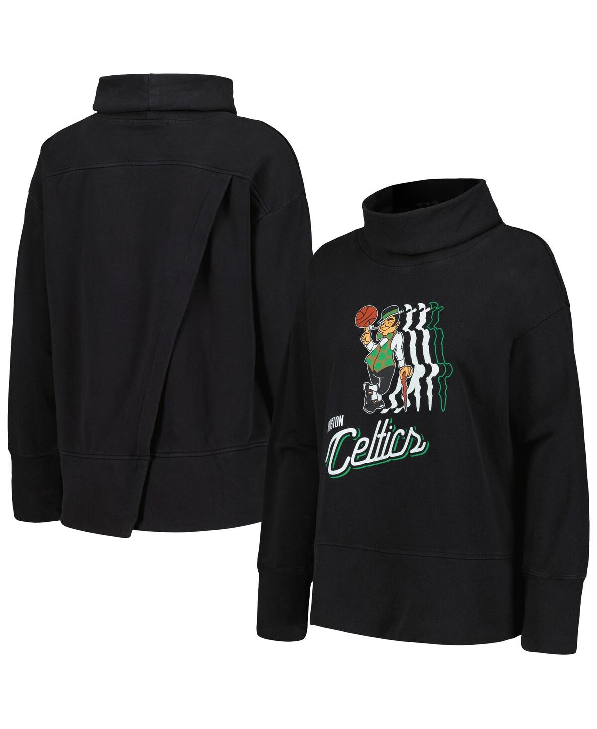 Shop Levelwear Women's  Black Boston Celtics Sunset Pullover Sweatshirt