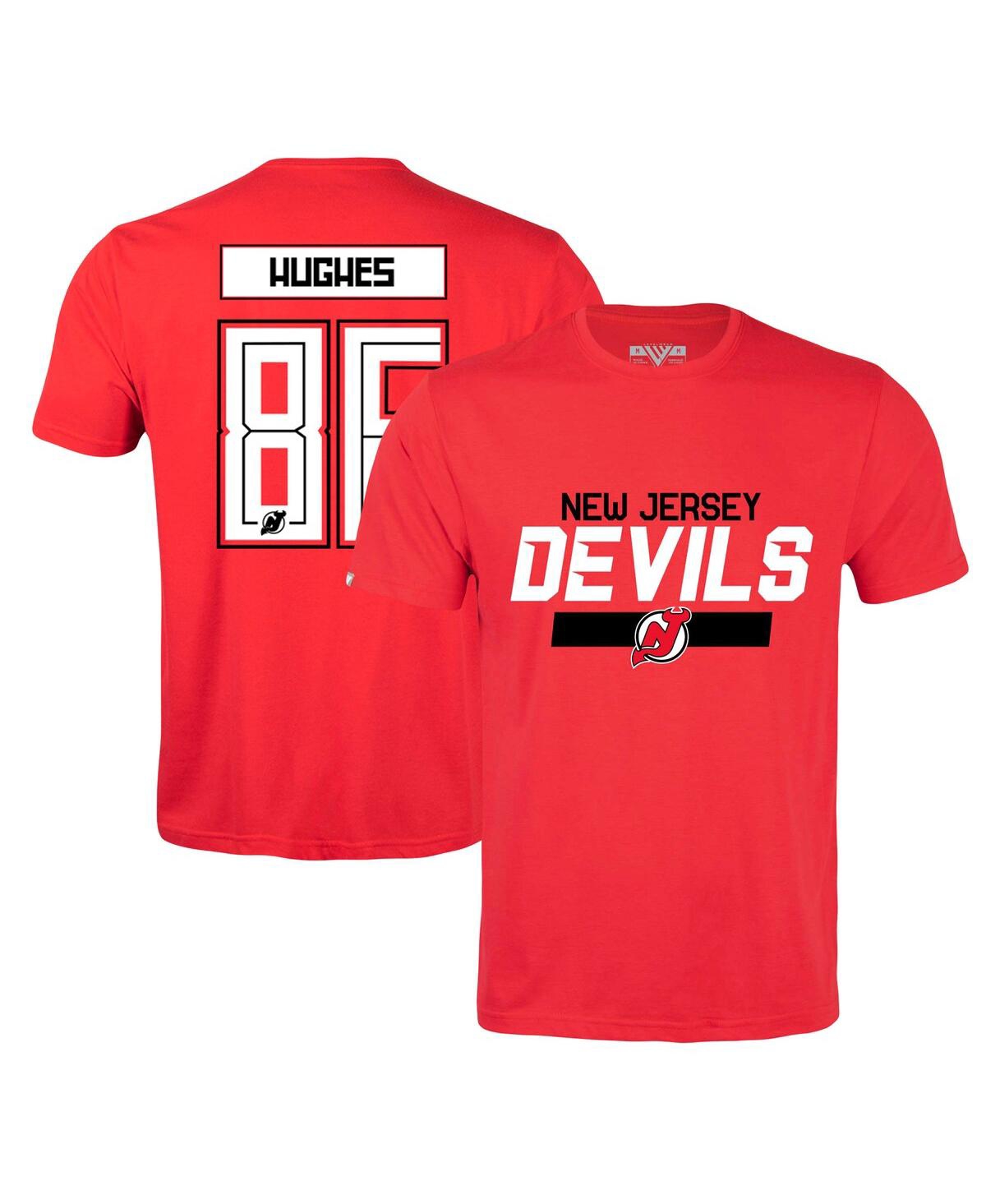 Shop Levelwear Men's  Jack Hughes Red New Jersey Devils Richmond Player Name And Number T-shirt