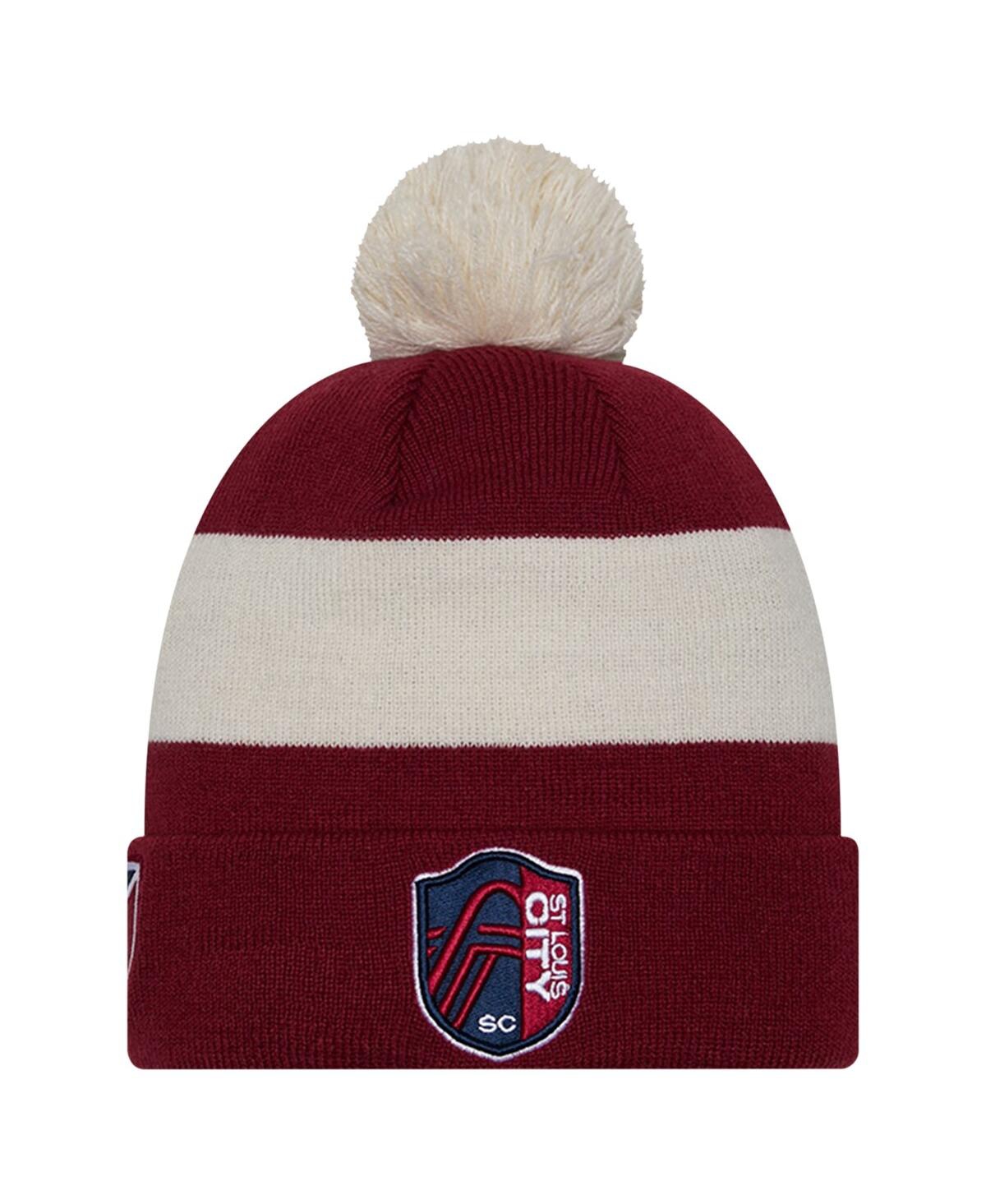 Shop New Era Men's  Red St. Louis City Sc 2024 Kick Off Collection Cuffed Knit Hat With Pom